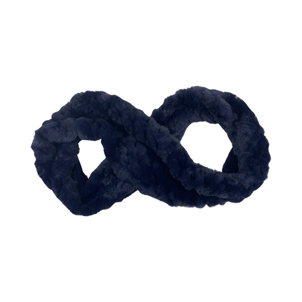 100% Real Rabbit Fur Knit Infinity Scarf - Picture 2 of 3
